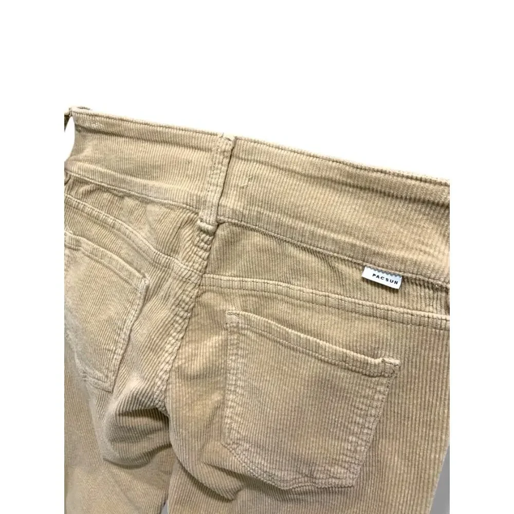 Size 25 PacSun Womens Tan Corduroy Low Rise Boot Cut Pants Stretch